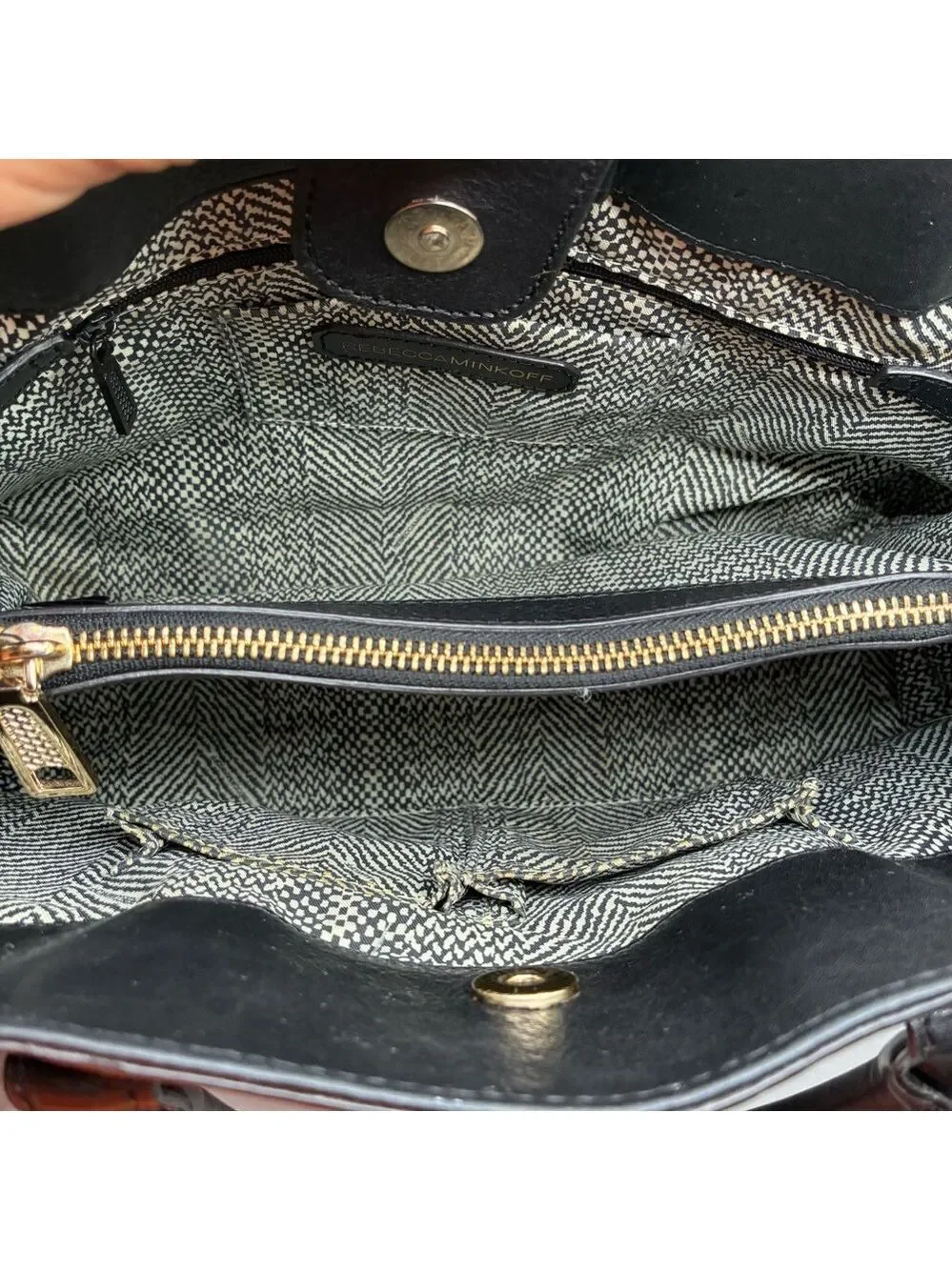 Rebecca Minkoff Amorous Satchel Handbag Black Satin Leather Crossbody